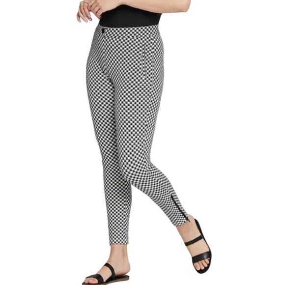 Betabrand Black White Cat Catstooth Houndstooth Ankle Zip Pants sz M Petite - Picture 1 of 12